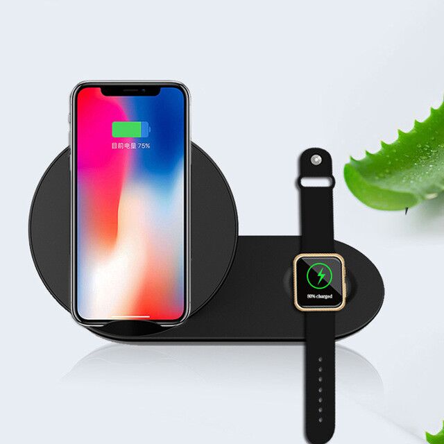 2 in 1 Fast  Wireless Charging for iPhone 8  8plus  iPhone X, Wireless Charger QI for Apple Watch